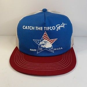 Vintage Tif Co Trucker Hat Snapback Made In USA Eagle American Flag K Products